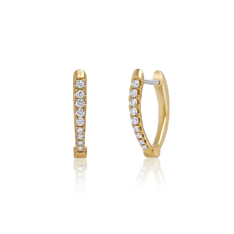 Pearl Drop Earrings For Weddings-0.22 CT Round Diamond 14K Yellow Gold Hoop Earrings