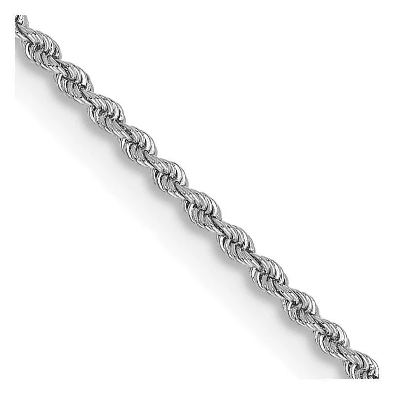 Elegant Layered Necklaces For Brides-14K White Gold 2mm Regular Rope with Lobster Clasp Chain Necklace