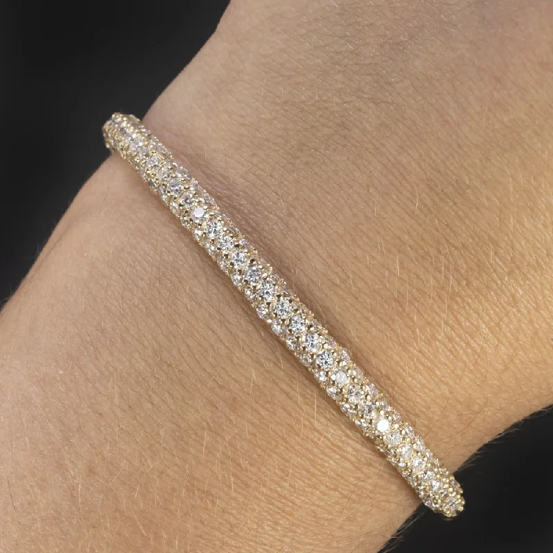 Bangles For Urban Fashion-5 CARAT DIAMOND PAVE BANGLE BRACELET 14k YELLOW GOLD NATURAL ESTATE GIFT 5ct