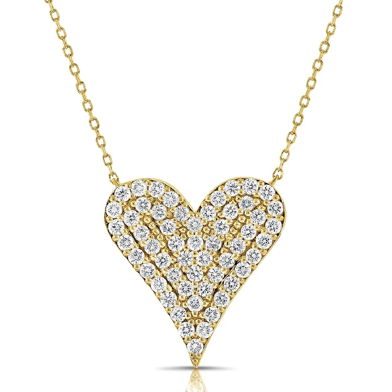 Custom Nameplate Necklaces For Personalized Style-Diamond Heart Love Necklace