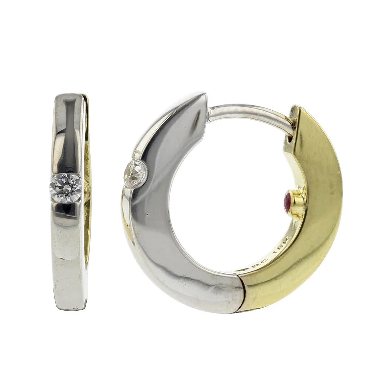 Unique Stone Earrings For Bold Looks-18K White and Yellow Gold Diamond Hoop Earrings