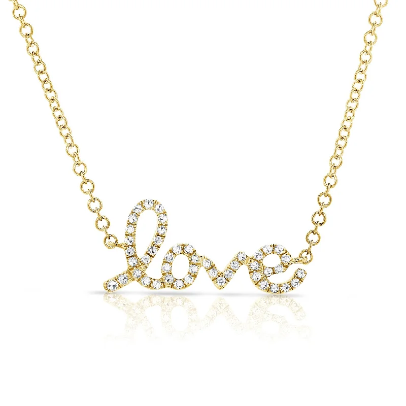 Sparkling Bar Necklaces For Evening Wear-14K Gold Love Necklace with Diamonds