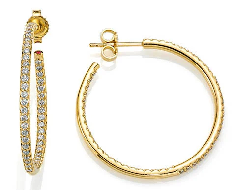 Customizable Earrings For Personal Touch-18K Yellow Gold Diamond Hoop Earrings