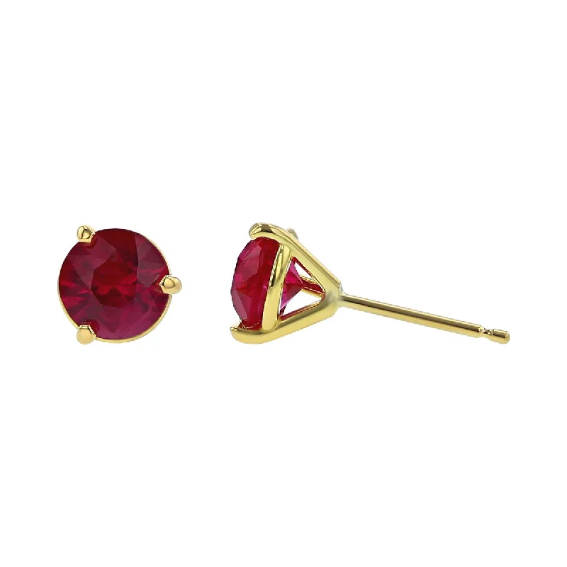 Trendy Chain Earrings For Bold Look-18K Yellow Gold Burma Ruby Stud Earrings