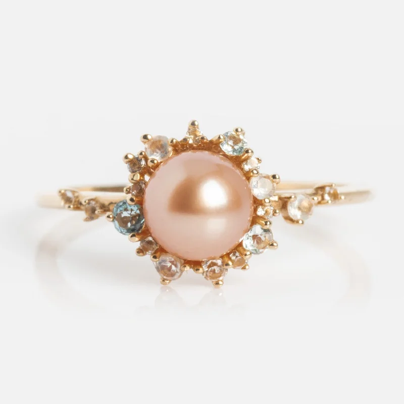 Stylish Men’s Rings For Everyday Wear-14k Pastel Pink Pearl Statement Ring