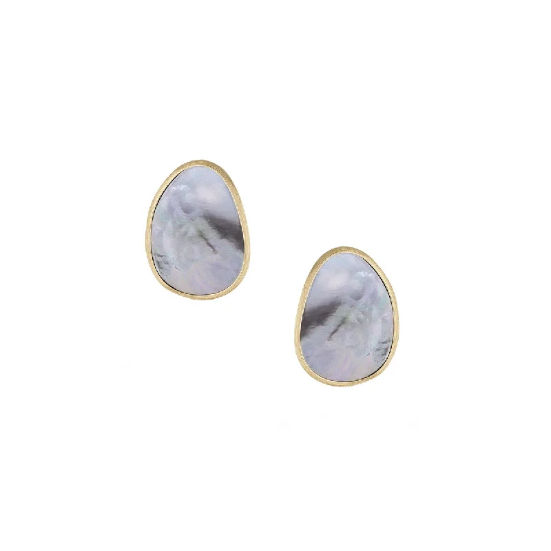 Custom Sterling Silver Earrings For Gifts-18K Yellow Gold Black Mother Of Pearl Stud Earrings