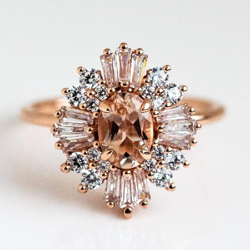 Wedding Bands For Same-Sex Couples-14K Rose Gold Victoria Vintage Cluster Ring