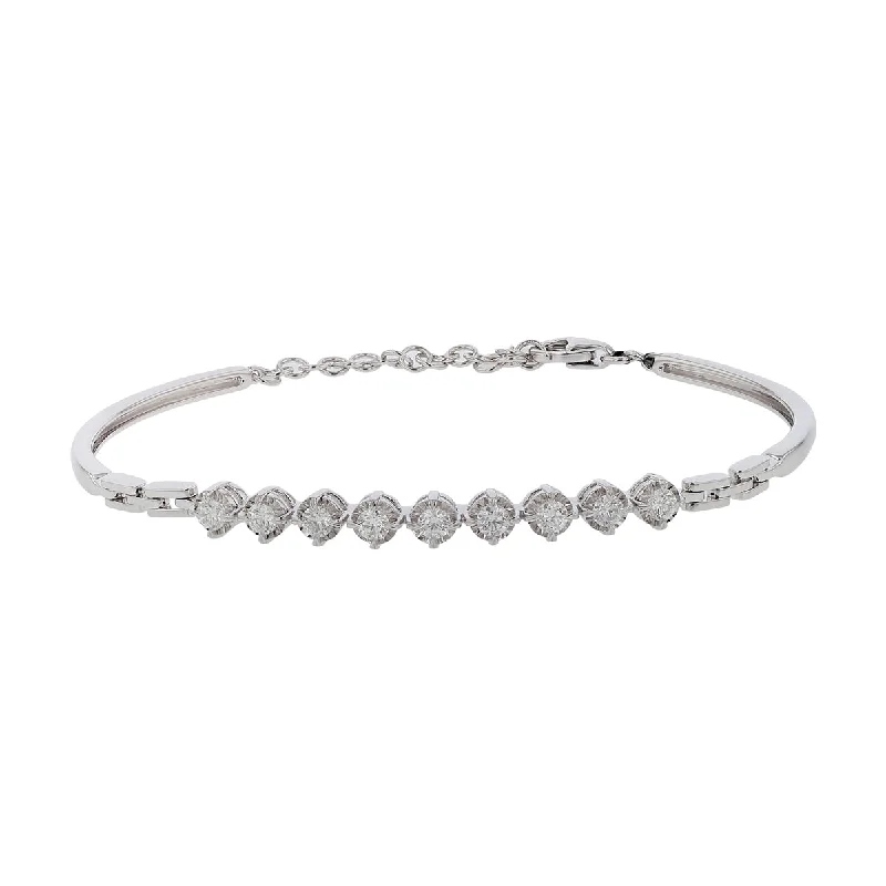 Bangles For Fashionistas-Essentials 0.57-0.66Ct Diamond Bangle in 18k White Gold