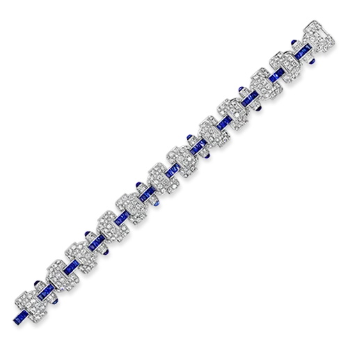 Bracelets For Party Wear-Sapphire & Diamond Bracelet