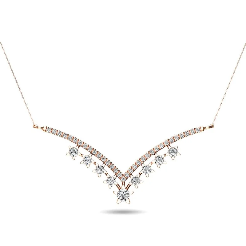 Customizable Birthstone Necklaces For Personal Gifts-14K Rose Gold 1/3 Ct.Tw. Diamond Star Necklace