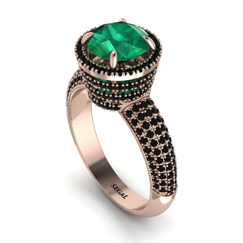 Fashionable Stackable Rings For Trendy Looks-Emerald Cluster Halo Engagement Ring - Katie No. 35