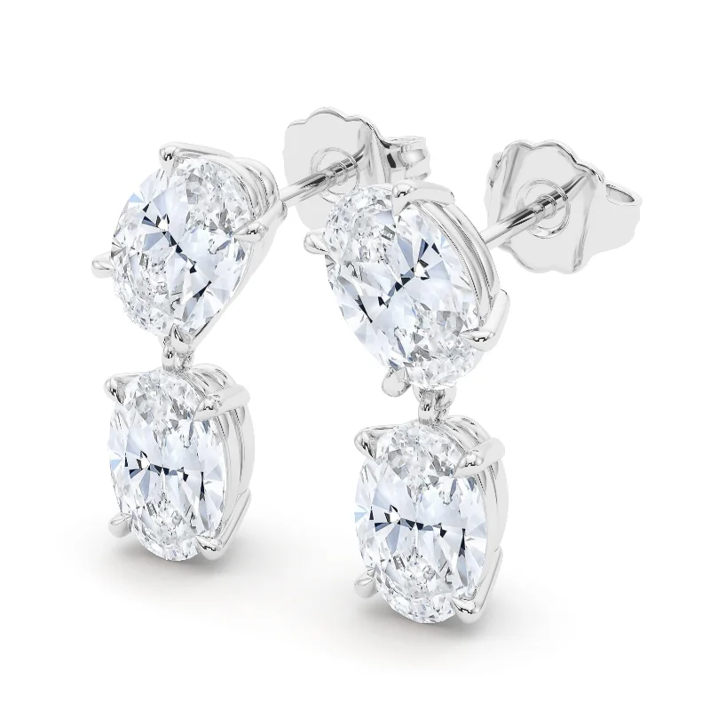 Luxury Diamond Earrings For Weddings-Twin Oval Earrings