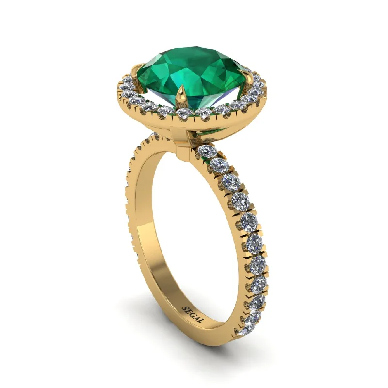 Beautiful Cocktail Rings For Weddings-Round Cut Emerald Halo Engagement Ring - Charleigh No. 4