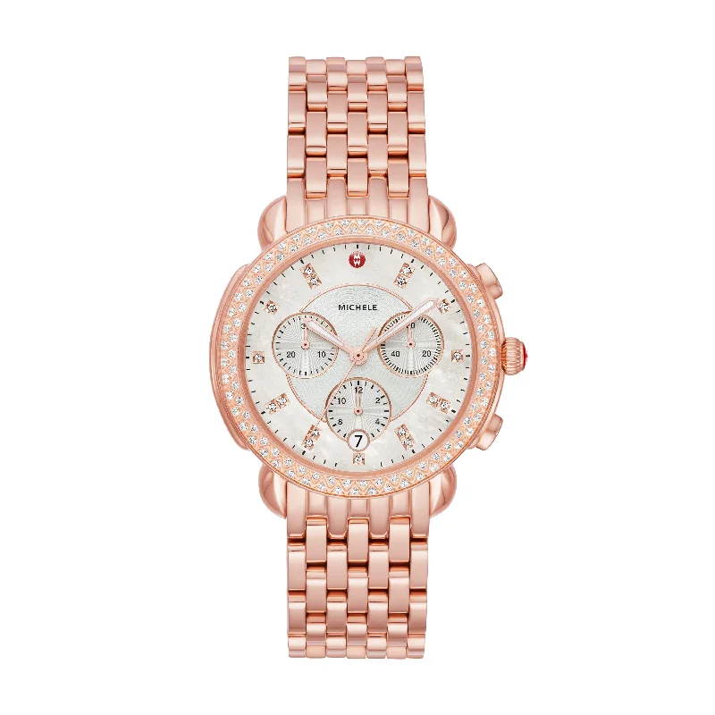 Watches With Unique Styles-Michele Sidney Pink Gold Diamond Watch