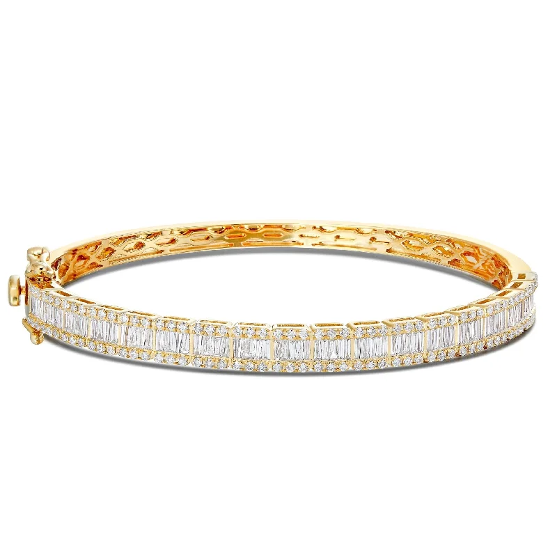 Bangles With Flower Shapes-14K Gold 2.30ct Baguette Diamond Bangle Bracelet