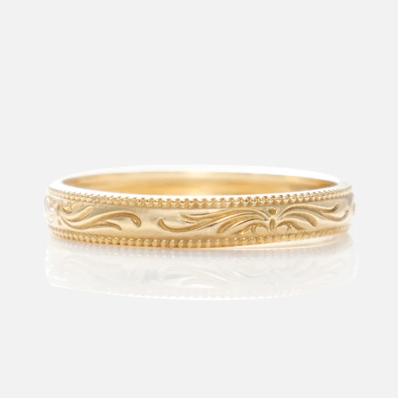 Simple Stackable Rings For Trendy Fashion-Solid Gold Filigree Ring