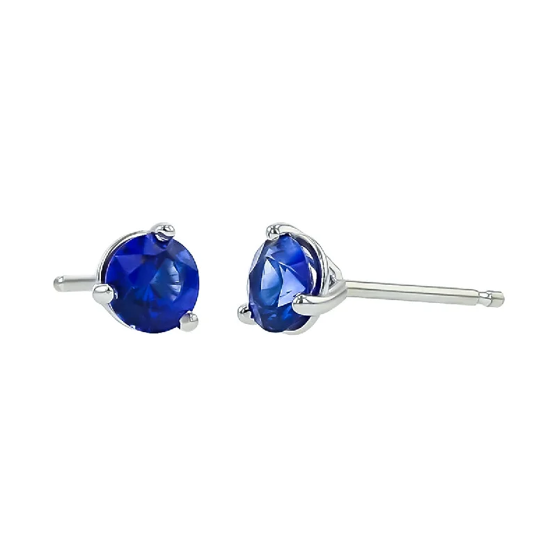 Fashion Crystal Earrings For Glamorous Looks-18K White Gold Sapphire Stud Earrings