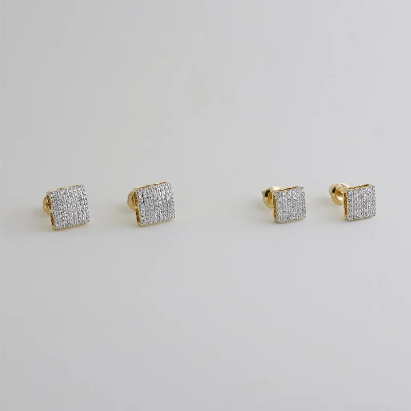 Brightly Colored Earrings For Bold Fashion-Diamond Convex Square Stud Earrings