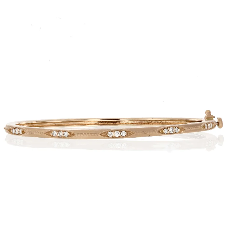 Bangles For Engagement Gifts-Thin Diamond and Bead Bangle