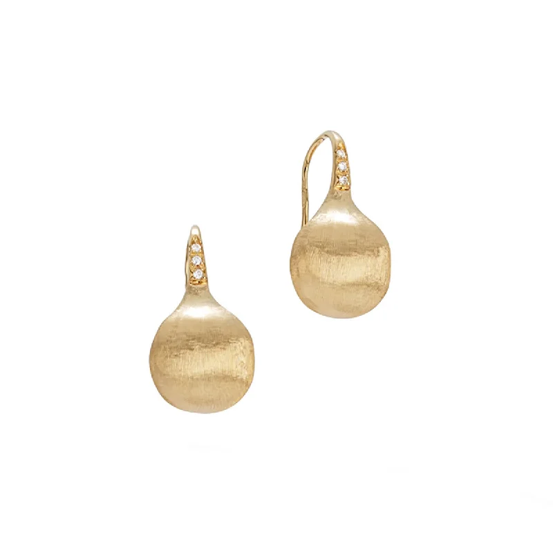 Sleek Silver Earrings For Daily Wear-18K Yellow Gold and Diamond Medium French Wire Earrings