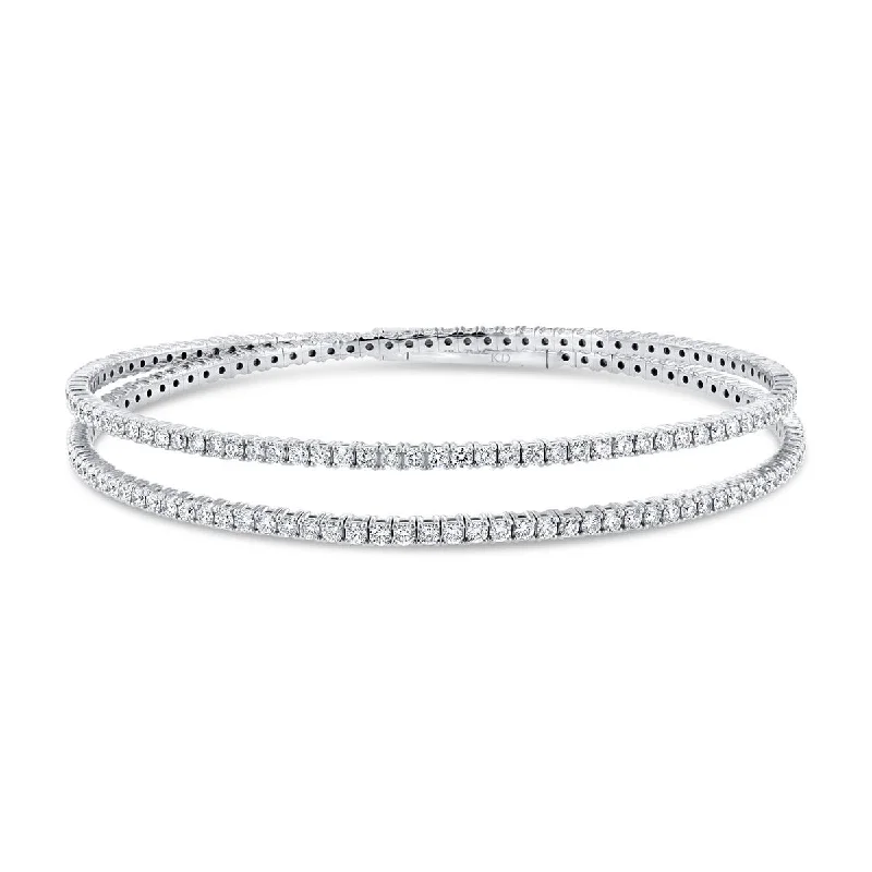 Bangles For Feminine Touch-White Gold Contemporary Flexible Diamond Bangle