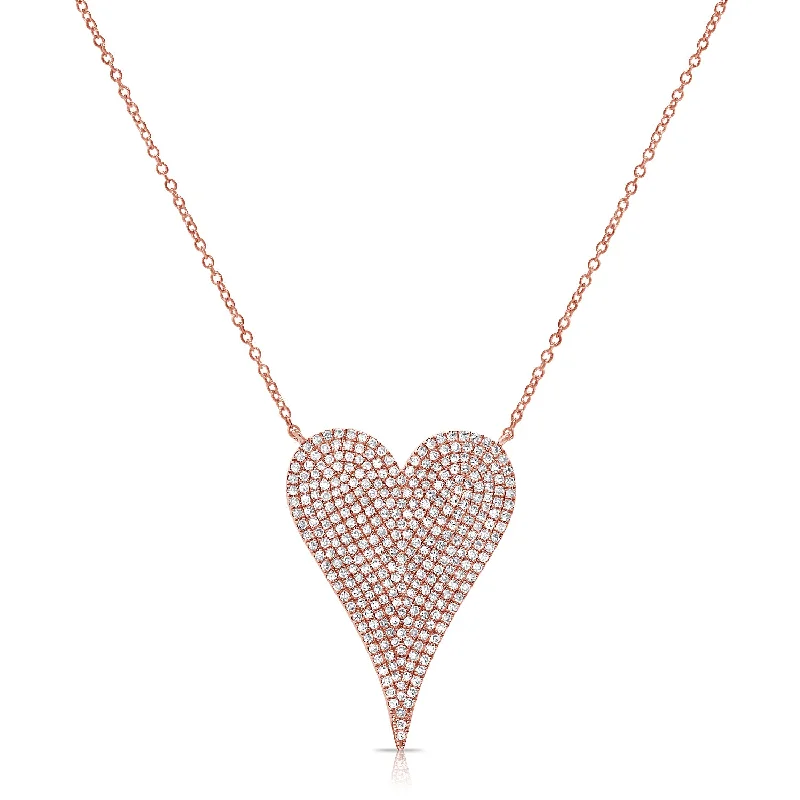 Beautiful Pearl Necklaces For Wedding Jewelry-Elongated Heart Diamond Necklace