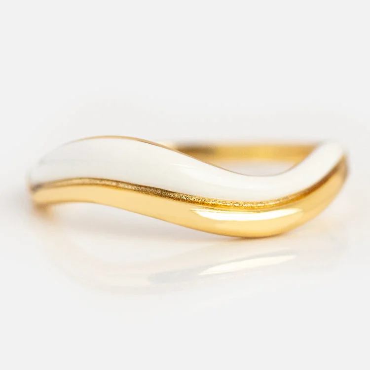 Silver Wedding Rings For Minimalist Brides-Summer Breeze Enamel Wave Ring