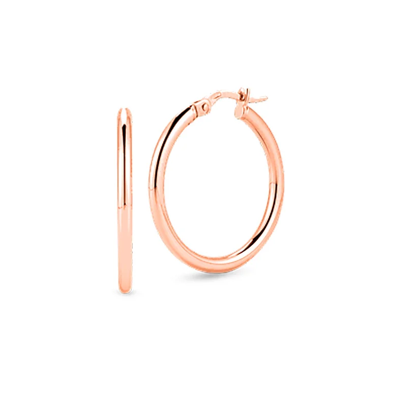 Sleek Gold Earrings For Classy Looks-18K Rose Gold Designer Gold Small Round Hoop Earrings