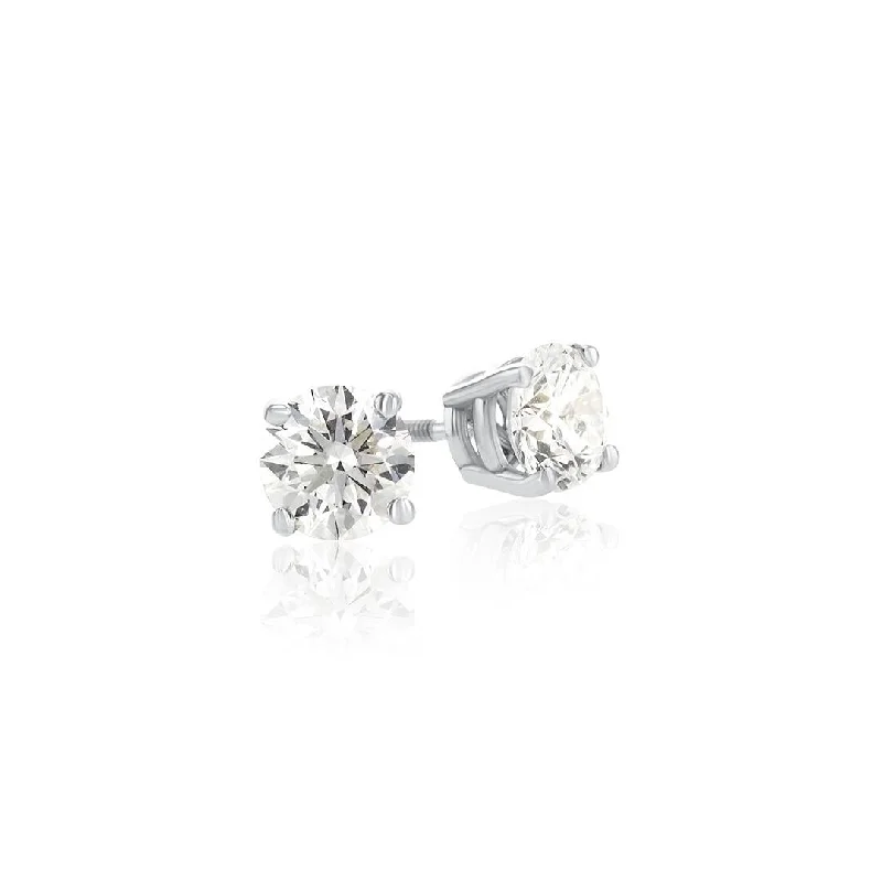 Silver Stud Earrings For Elegant Looks-14K White Gold 0.96 CT Round Diamond Stud Earrings