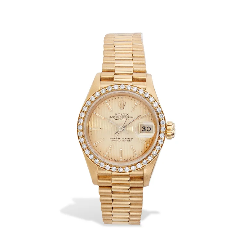 Watches For Kids-Rolex President Yellow Gold Ladies Estate Watch - 69178