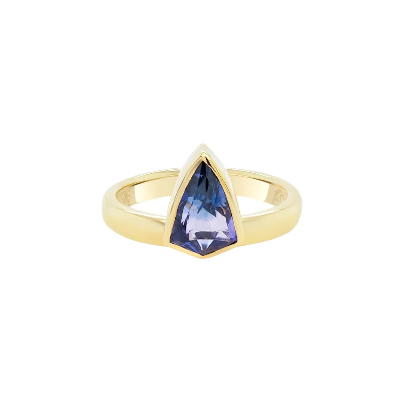 Bold Silver Engagement Rings For Brides-Shield Cornflower Blue Sapphire Ring (Unheated) | 3.00GMS 2.03CTS