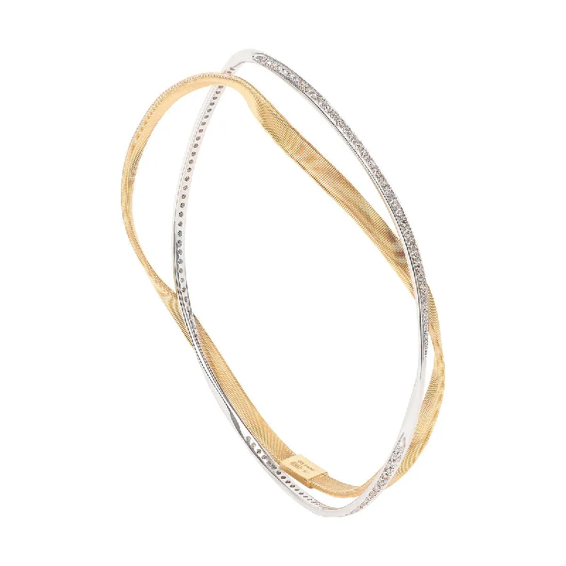 Bangles For Sleek Looks-18K Yellow and White Gold Marrakech Diamond Bangle Set