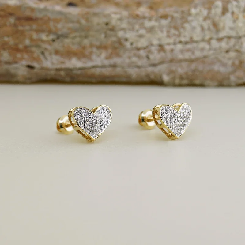 Large Acrylic Earrings For Bold Statements-Mini Eternity Diamond Heart Stud Earrings