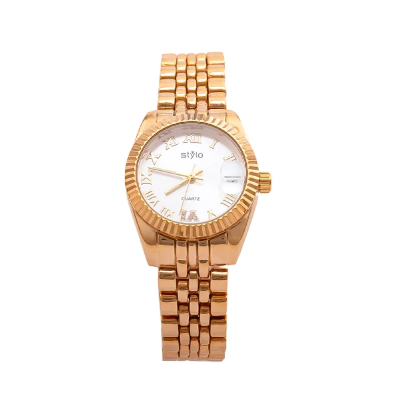 Watches With Crystal Clear Stones-Golden Ladies Watch J33465