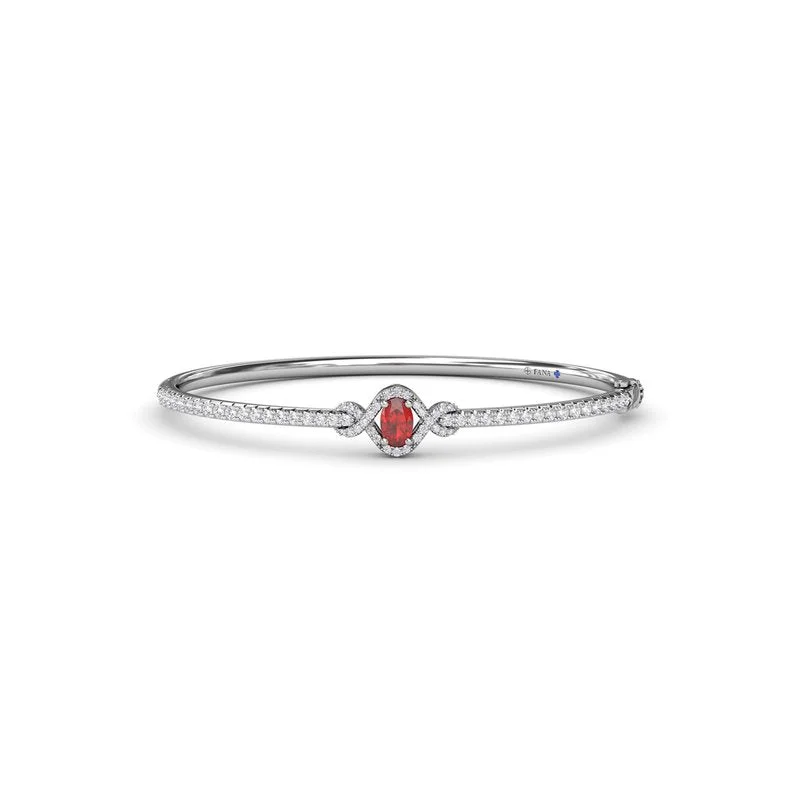 Bangles With Enamel-Love Knot Ruby and Diamond Bangle Bracelet BB1884R