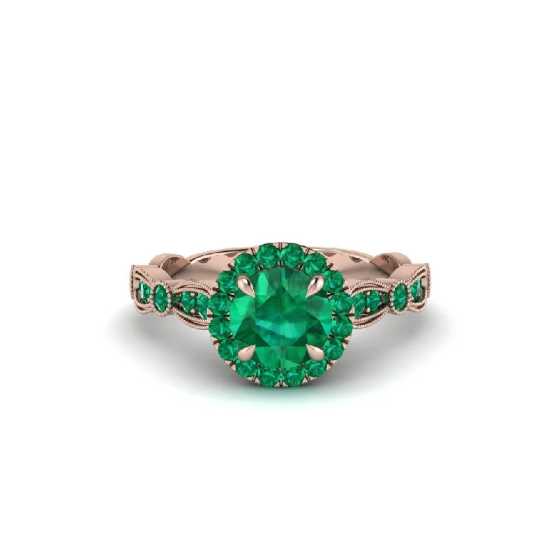 Unique Engagement Rings For Non-Traditional Brides-Round Cut Emerald Radiant Eternity Engagement Ring - Kamryn No. 20