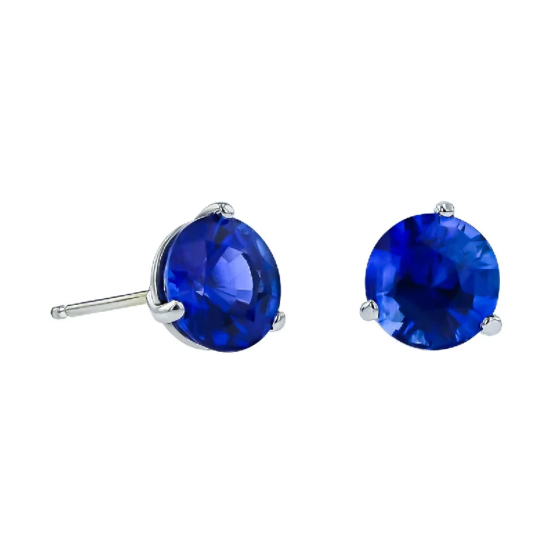 Dazzling Drop Earrings For Special Occasions-18K White Gold Sri Lankan Sapphire Stud Earrings