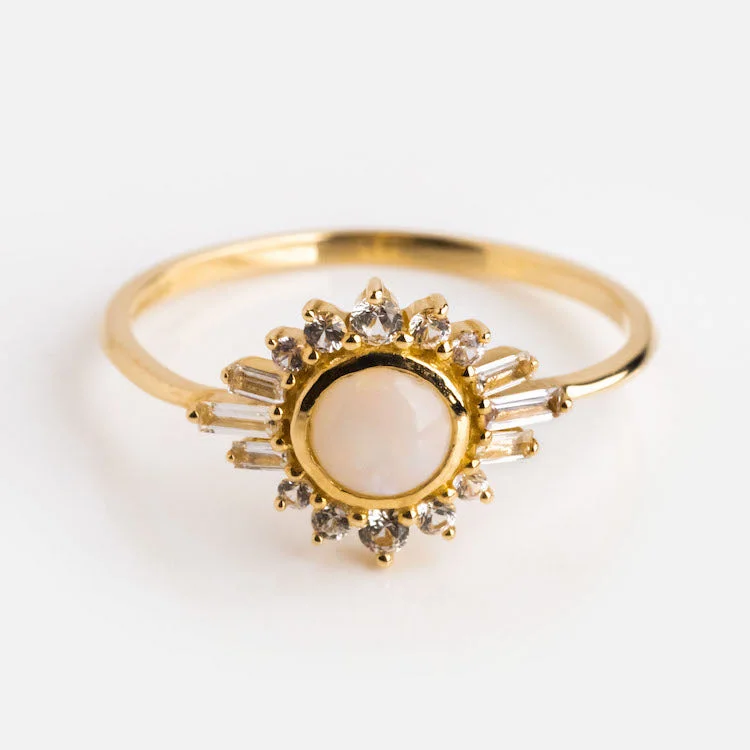 Statement Gemstone Rings For Bold Fashion-Solid Gold Ray of Hope Opal Ring