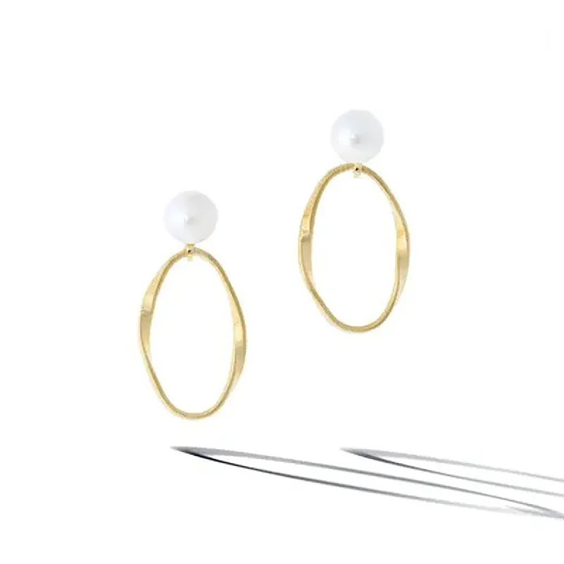 Fashion Gold Earrings For Stylish Women-18K Yellow Gold and Freshwater Pearl Earrings