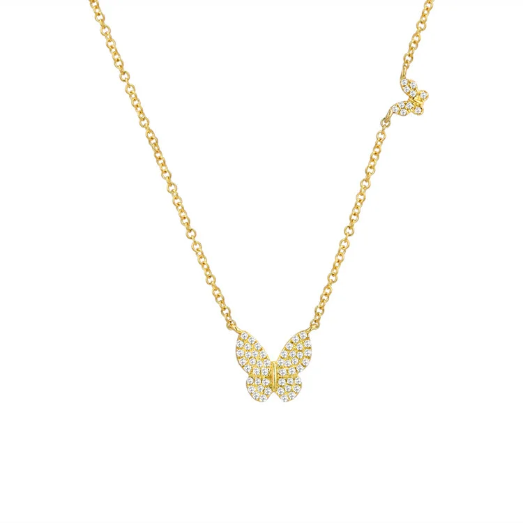 Layered Necklaces For Trendy Looks-Diamond Butterfly Station Necklace