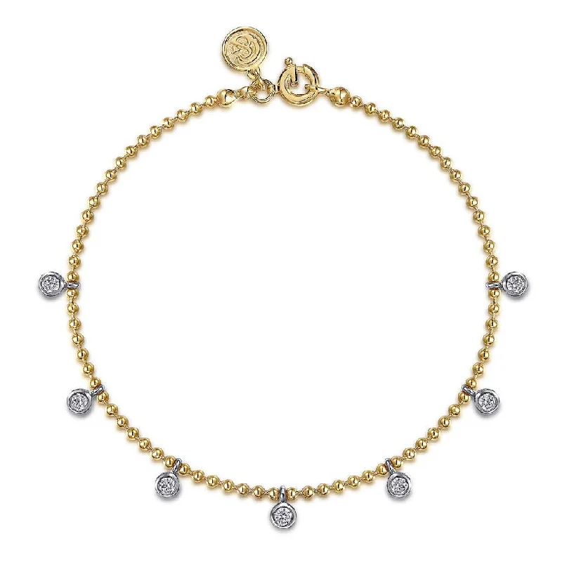 Bracelets With Charms-Gabriel & Co. 14k Yellow Gold Bujukan White Sapphire Station Bracelet