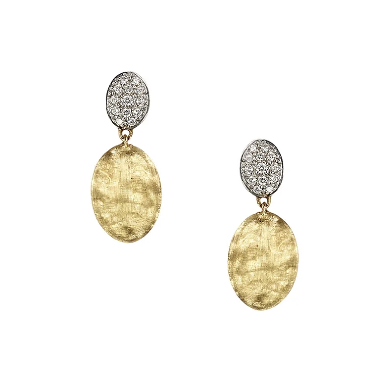 Geometric Earrings For Bold Look-18K Yellow Gold and Diamond Drop Earrings