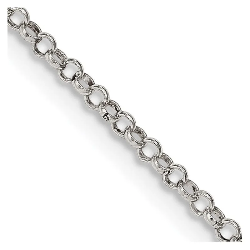 Elegant Diamond Chain Necklaces For Glamorous Fashion-Sterling Silver 2mm Rolo Chain Necklace w/4in ext.