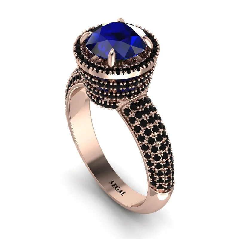 Sparkling Crystal Rings For Evening Wear-Sapphire Cluster Halo Engagement Ring - Katie No. 44