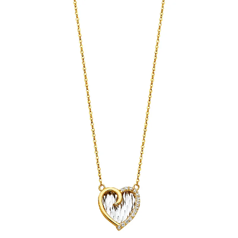 Stylish Silver Choker Necklaces For Everyday Wear-14K CZ HEART NECKLACE