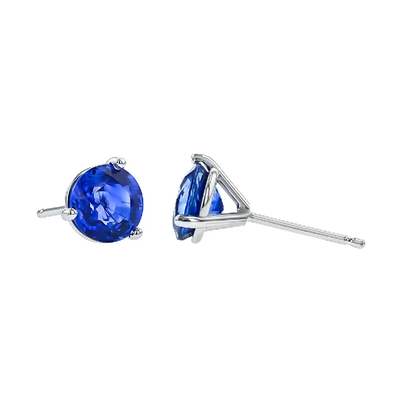 Unique Resin Earrings For Eclectic Style-18K White Gold Sapphire Stud Earrings