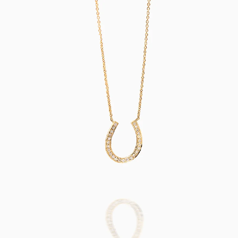 Minimalist Diamond Necklaces For Classic Style-Horseshoe Diamond Necklace