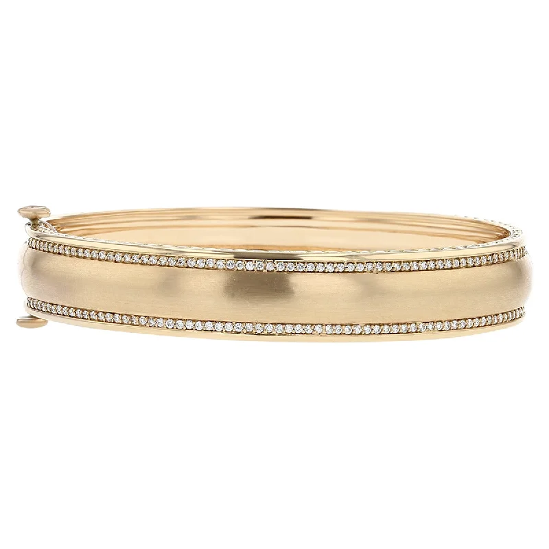 Bangles With Metallic Finishes-Wide Engravable Bangle with Diamond Edge