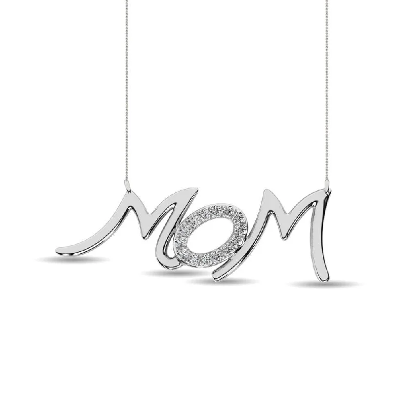 Unique Gold Pendant Necklaces For Fashion Statements-Diamond 1/20 ct tw  Mom Necklace in Sterling Silver