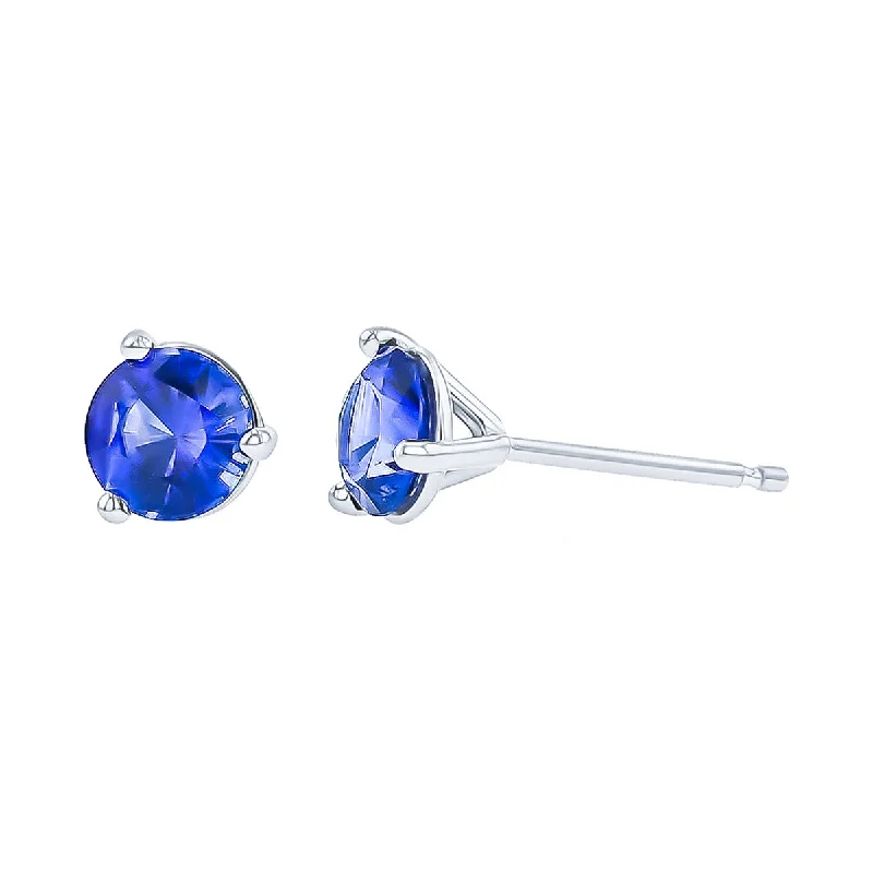 Classic Hoop Earrings For Timeless Look-18K White Gold Sapphire Stud Earrings